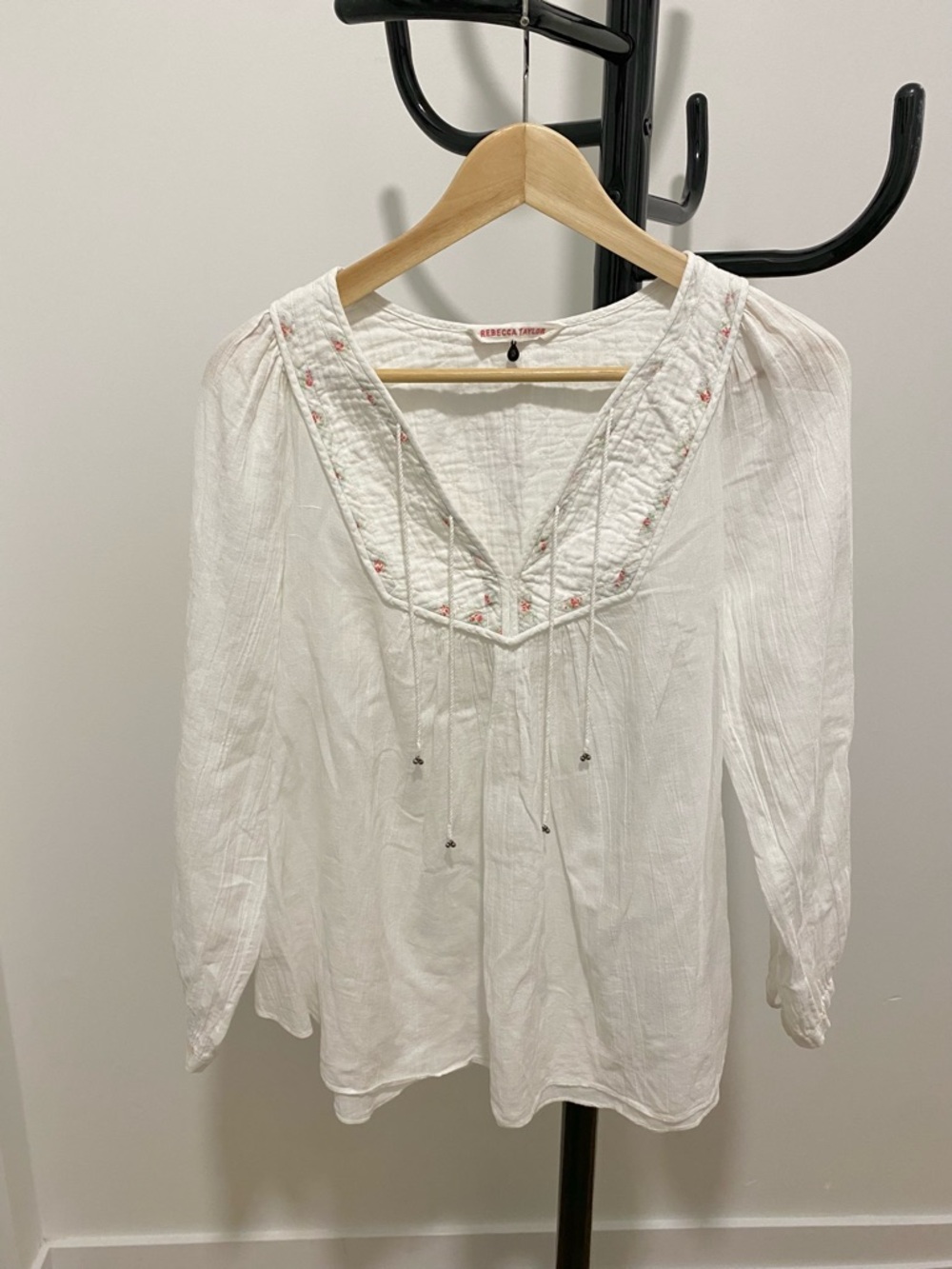 Rebecca Taylor boho Blouse with Embroidered Trim